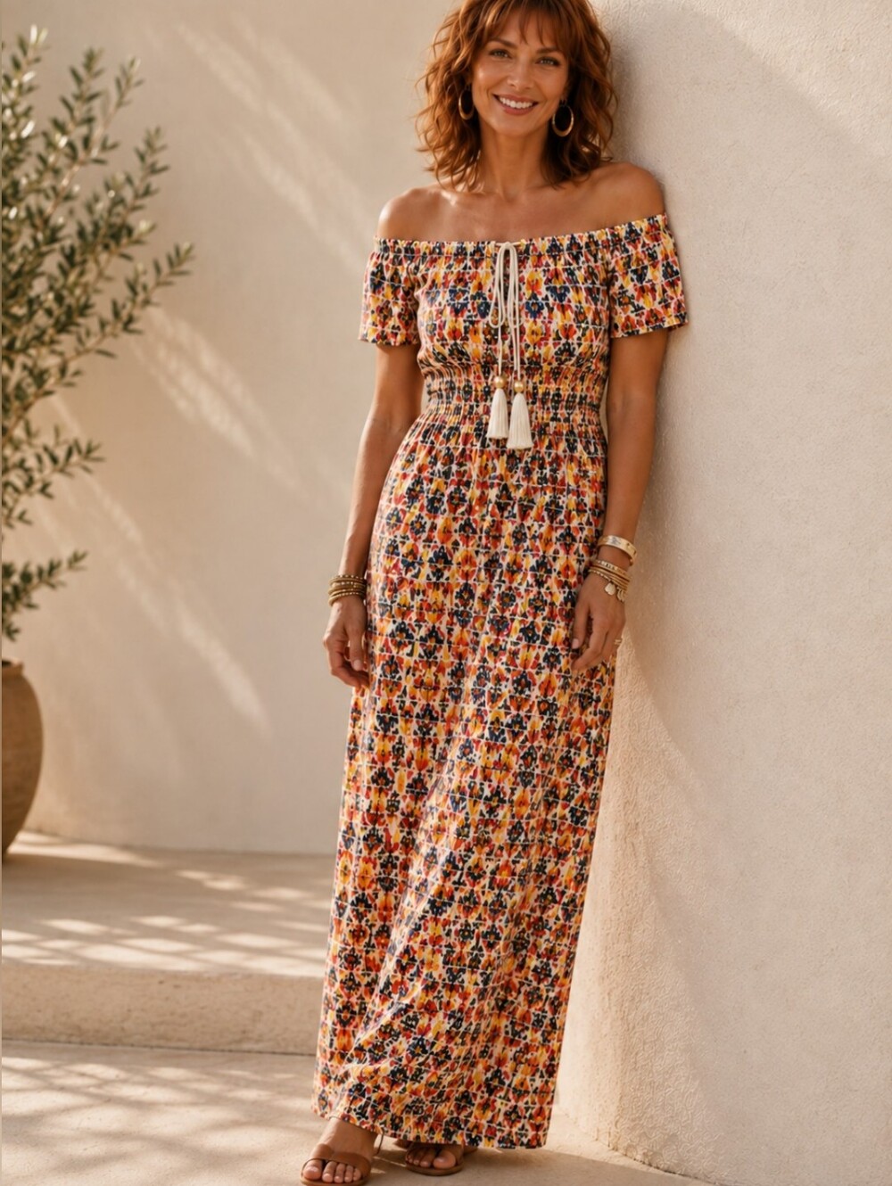 NWOT Bohemian Off-Shoulder Maxi Dress by Ellen Weaver